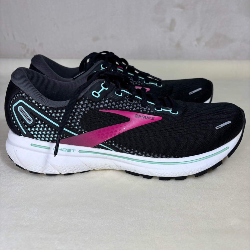 Brooks Ghost 14 Women's US 9.5 Black & Pink Athletic Sneaker Running Shoes - Picture 2 of 9
